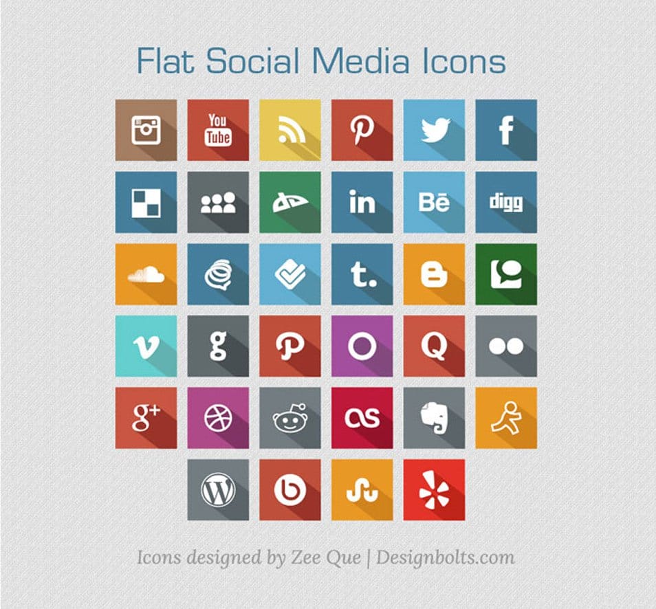 500+ Best Free Social Media Icon Sets 111 Long Shadow Flat Free Social Media Icons 2013