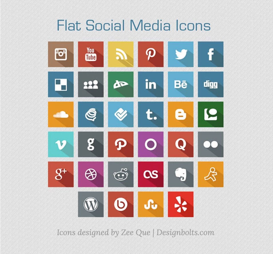 Long Shadow Flat Free Social Media Icons 2013