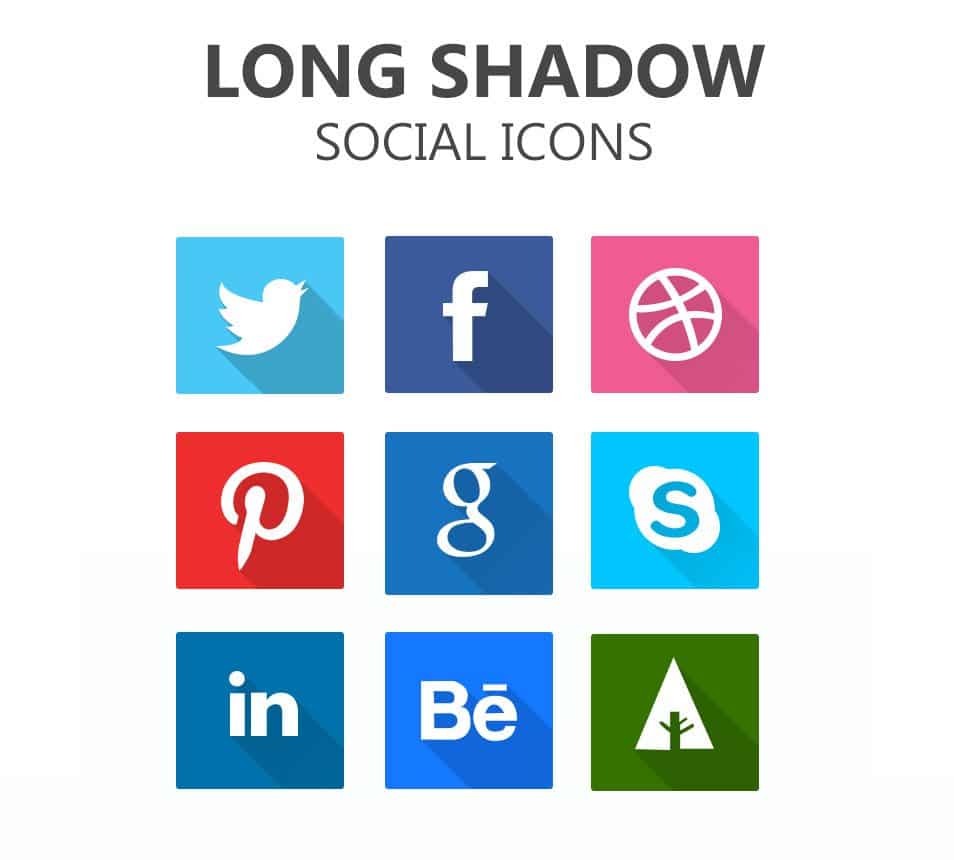 Long Shadow Social Icons PSD