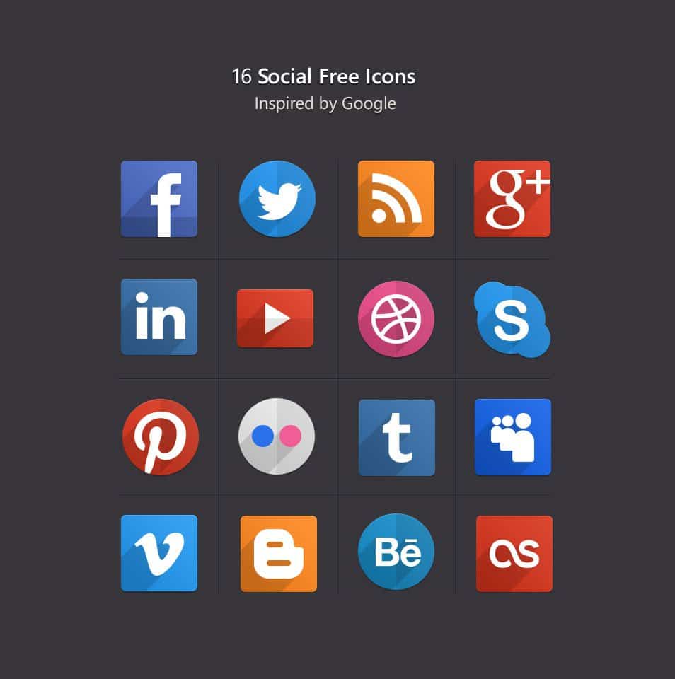 500+ Best Free Social Media Icon Sets 54 Psd Flat Social Icons