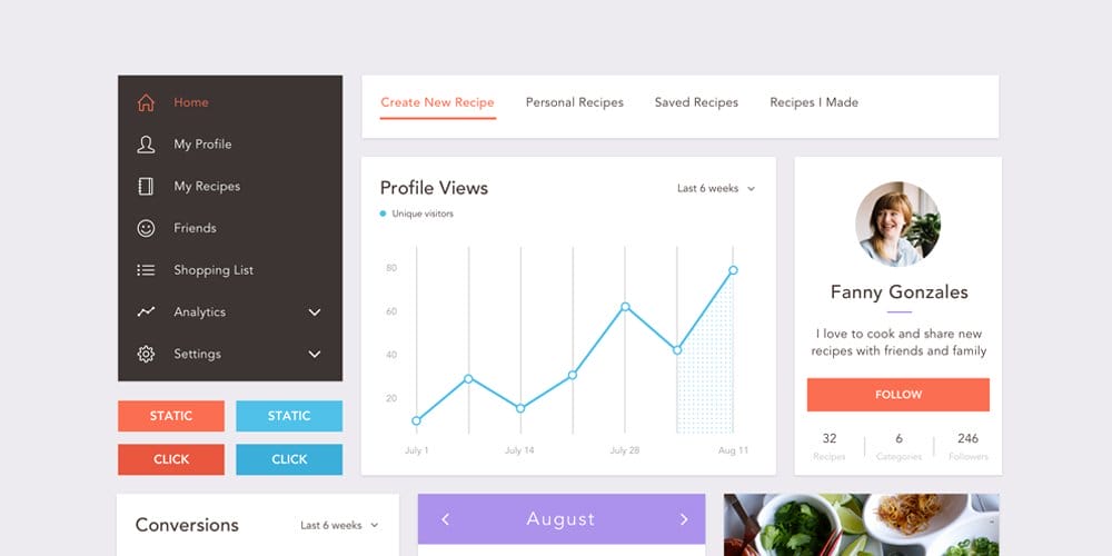 Recipe Webapp Sketch UI Kit