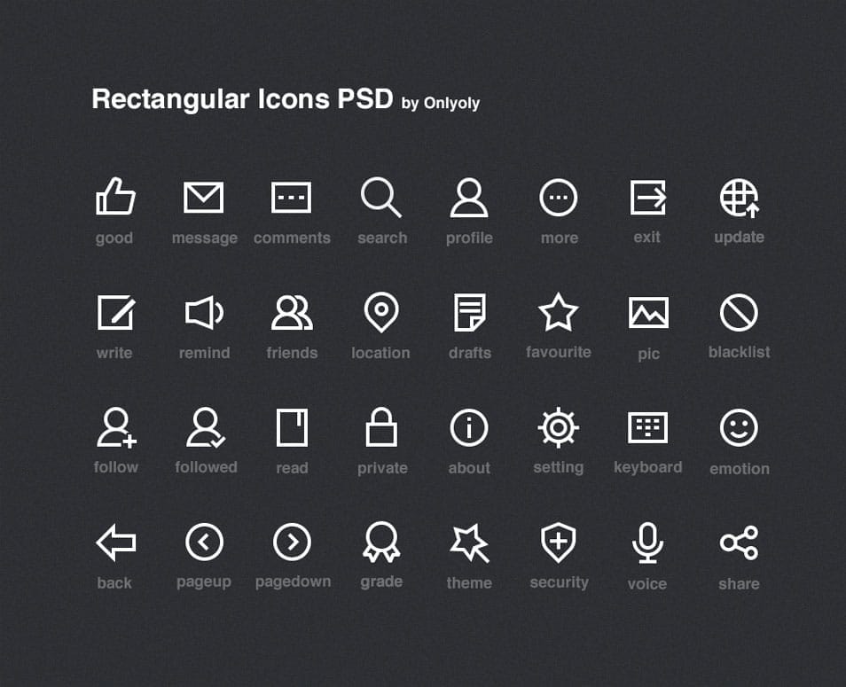 60+ Best Free Line Icon Sets 27 Rectangular Icons PSD
