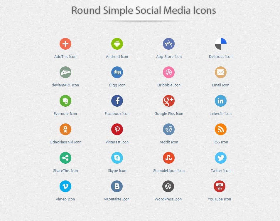 Round Simple Social Media Icons