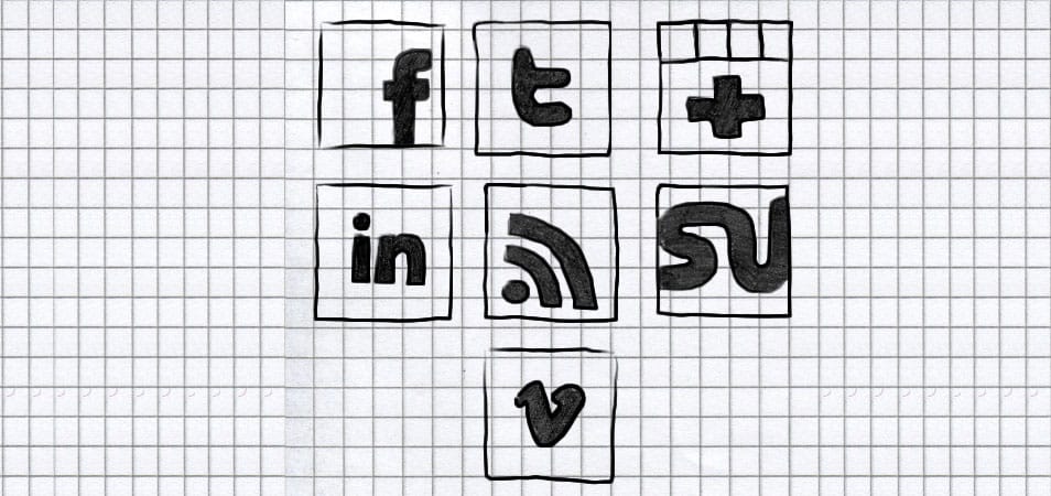 Set of hand-drawn black social icons