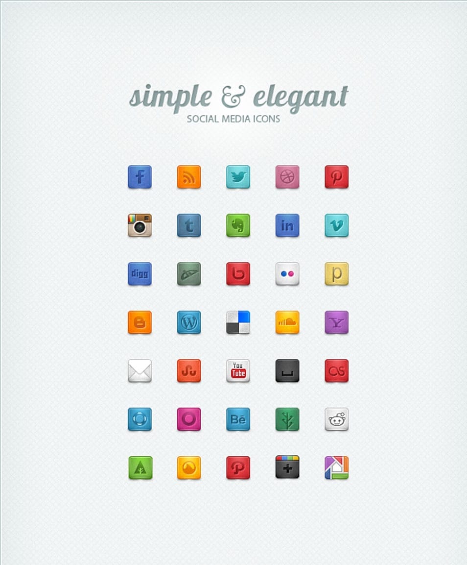 500+ Best Free Social Media Icon Sets 166 Simple & Elegant Social Media Icons