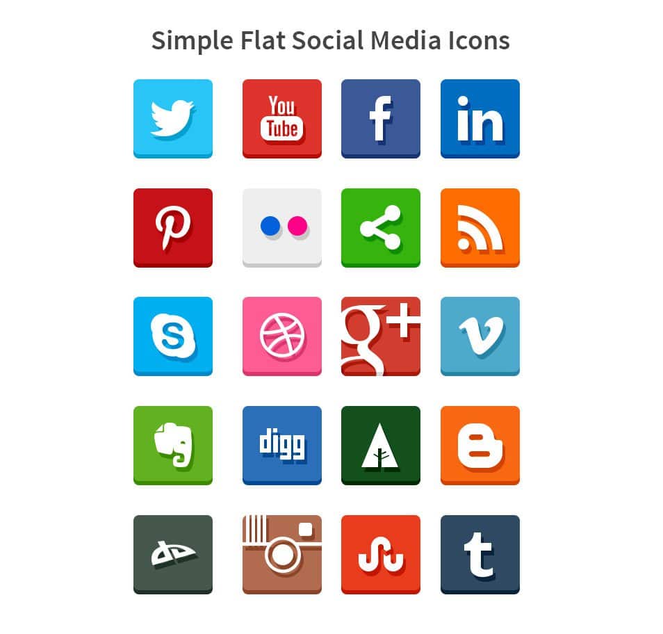 500+ Best Free Social Media Icon Sets 60 Simple Flat Social Media Icons (PSD & PNG)