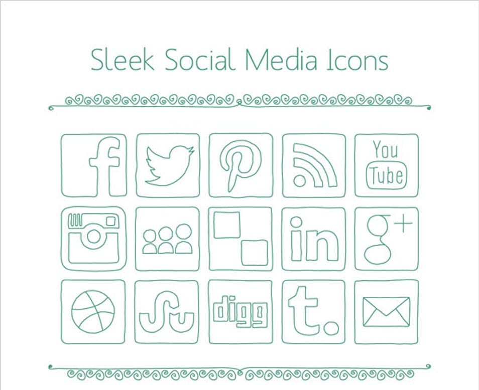 500+ Best Free Social Media Icon Sets 120 Simple Sleek Social Media Icons