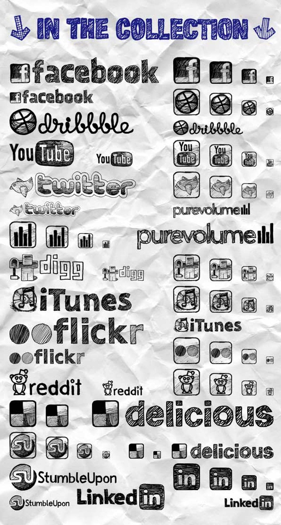 500+ Best Free Social Media Icon Sets 125 Sketchy Social Media Icons