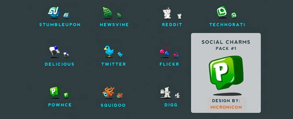 500+ Best Free Social Media Icon Sets 217 Social Charms, Pack 1
