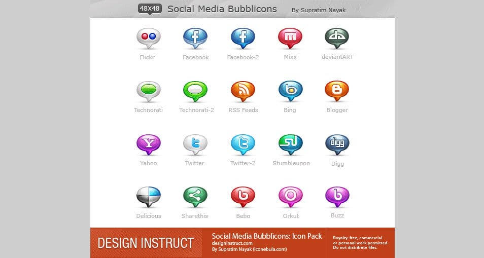500+ Best Free Social Media Icon Sets 224 Social Media Bubblicons