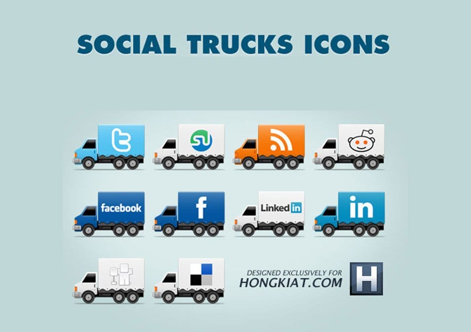 500+ Best Free Social Media Icon Sets 212 Social Truck Icon Set