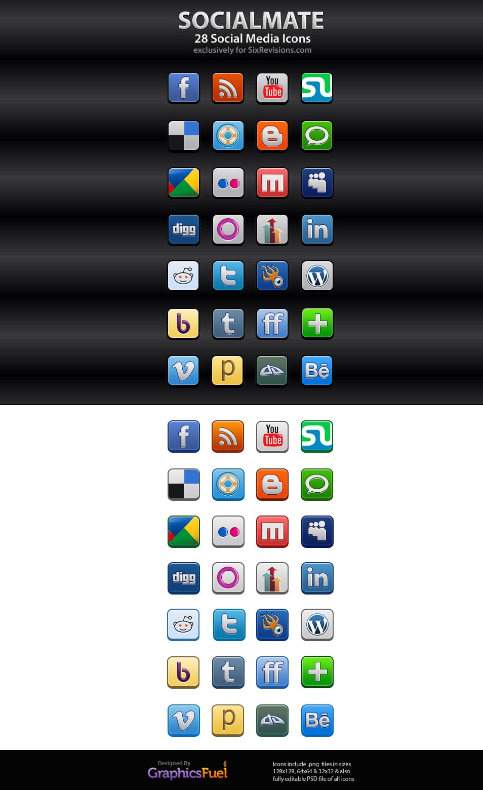 SocialMate: 28 Free Social Media Icons