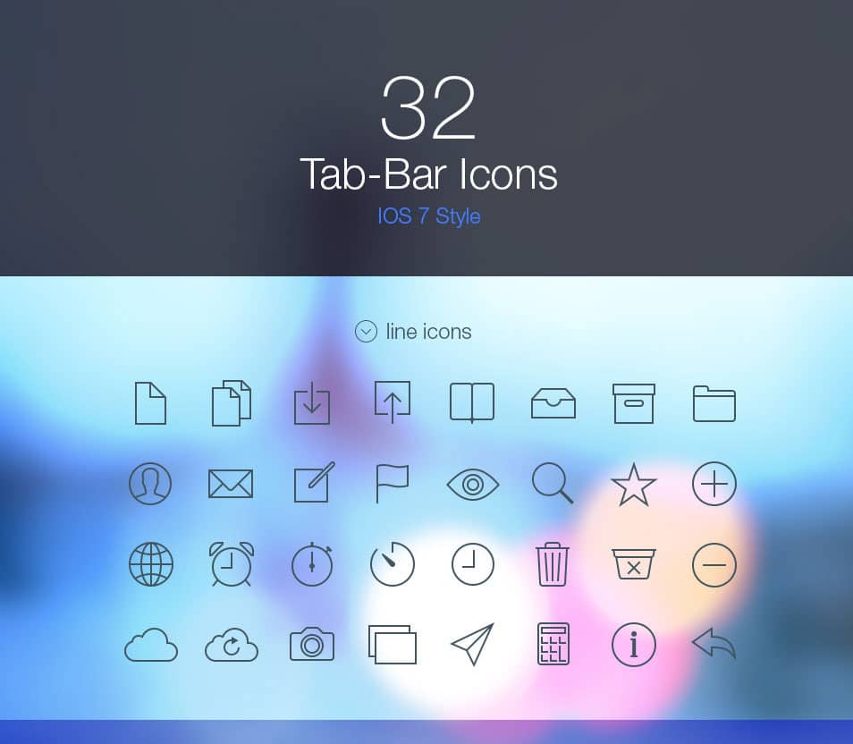 60+ Best Free Line Icon Sets 13 Tab Bar Icons iOS 7