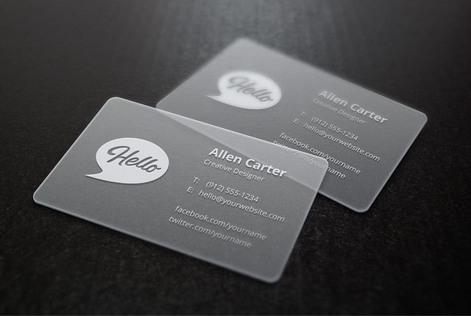 Translucent Business Cards MockUp Translucent Business Cards MockUp