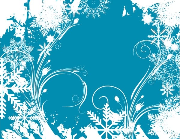 Vector Christmas Floral Background with Snowflakes
