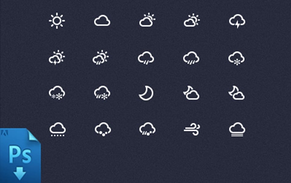 60+ Best Free Line Icon Sets 39 Weather Icon PSD