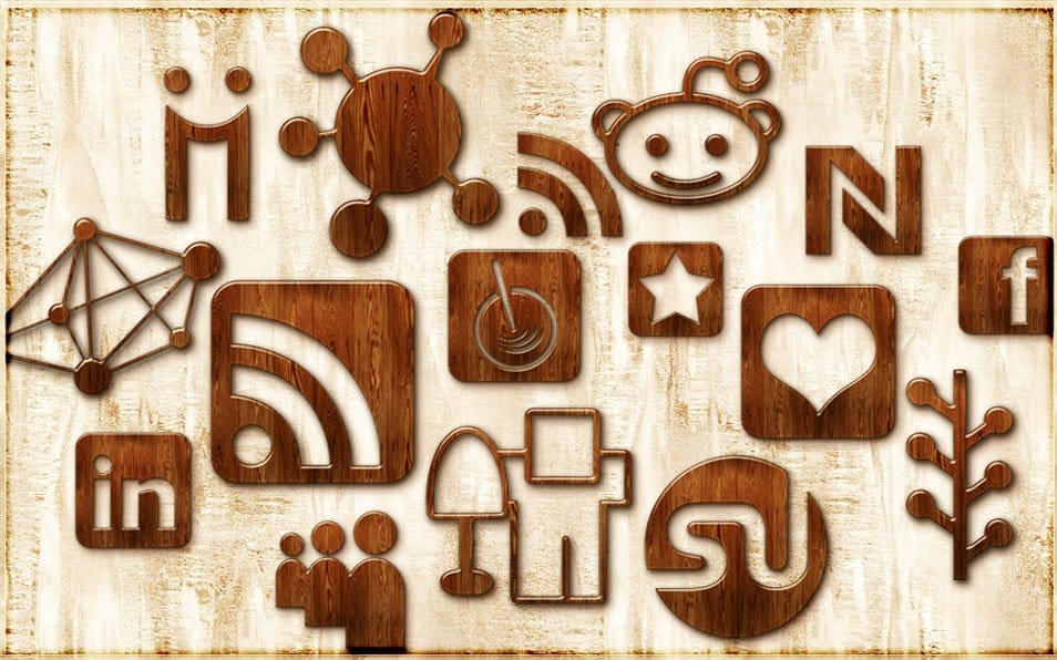 500+ Best Free Social Media Icon Sets 100 Wood Social Networking Icons