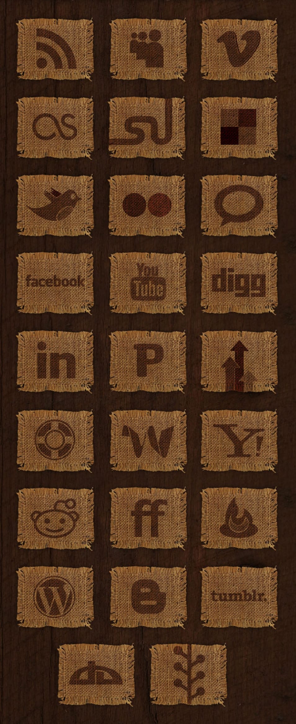 500+ Best Free Social Media Icon Sets 137 Woven Fabric Social Media Icon Set