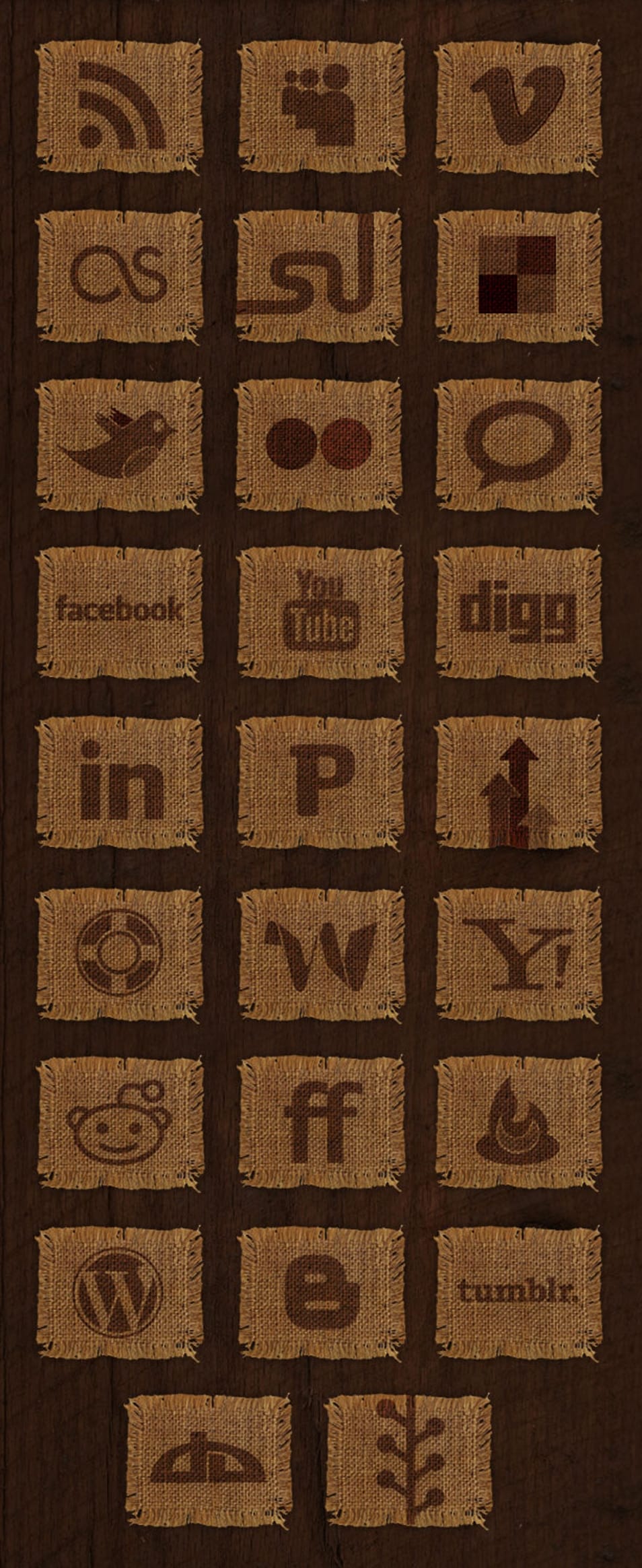 Woven Fabric Social Media Icon Set