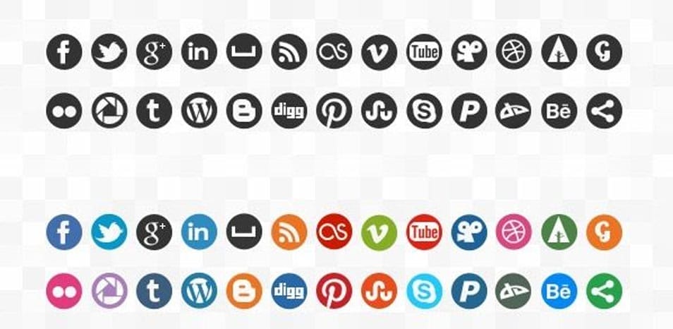 500+ Best Free Social Media Icon Sets 22 Round Social Media Icons