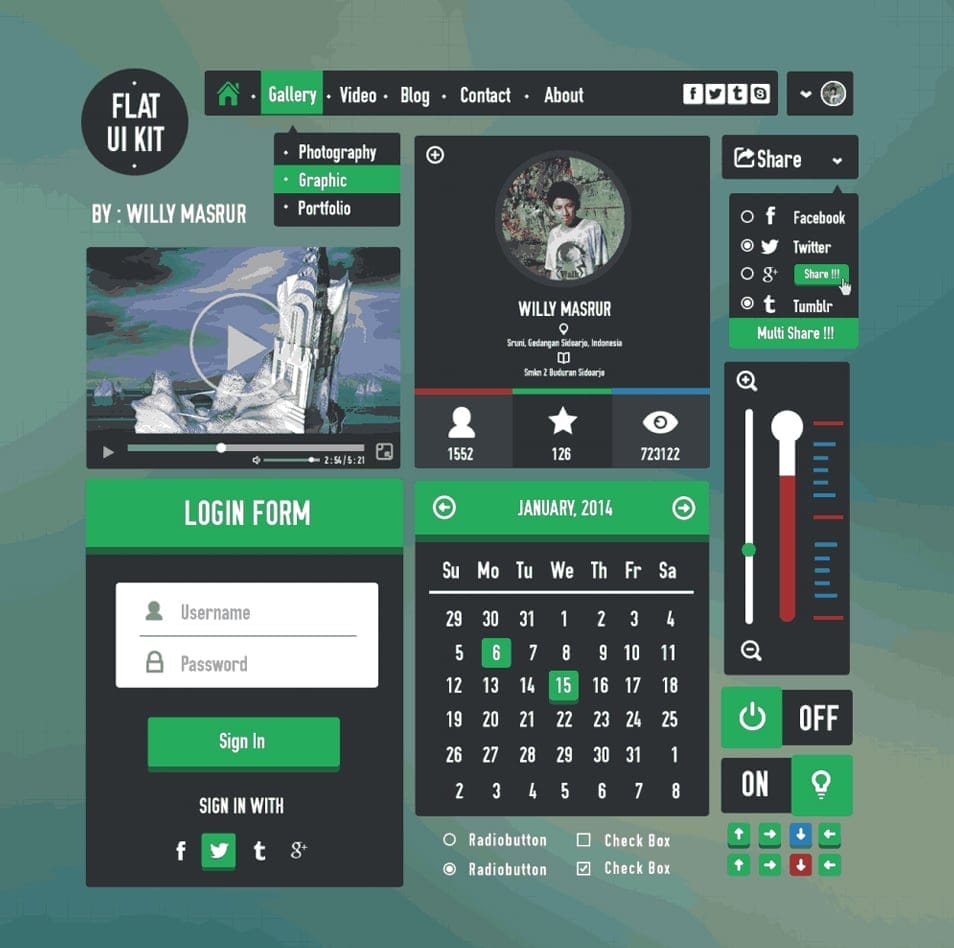 Flat UI Kit Free PSD Flat UI Kit Free PSD
