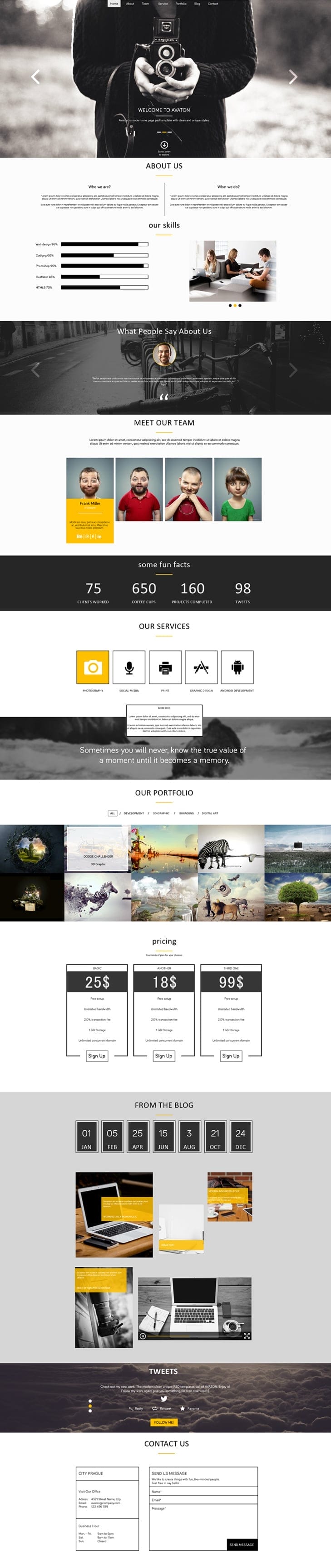 AVATON Free One Page PSD Download AVATON Free One Page PSD Download
