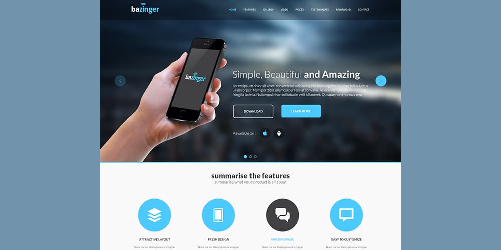 Bazinger Landing Page PSD