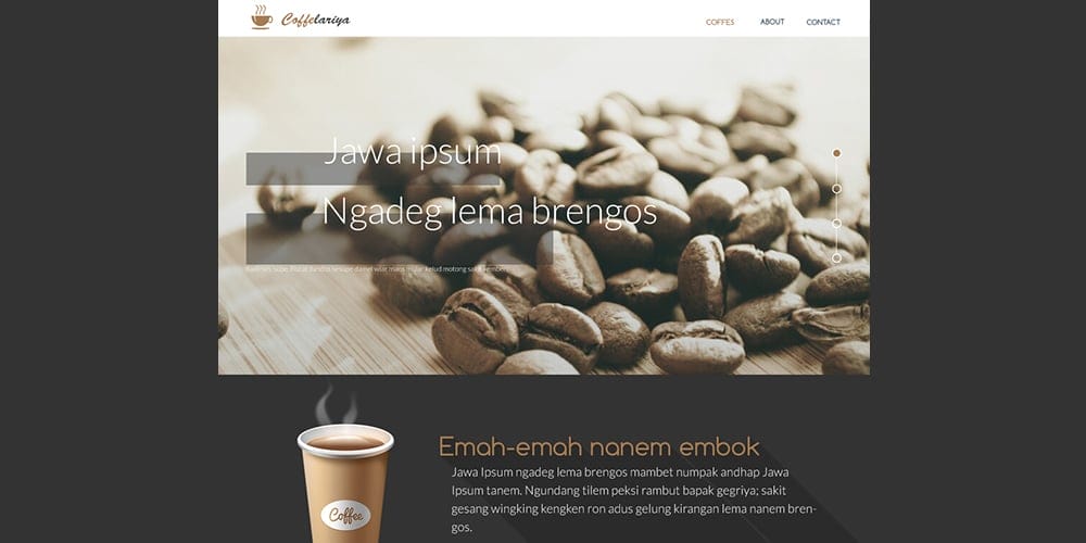 Coffelariya Landing Page Template PSD