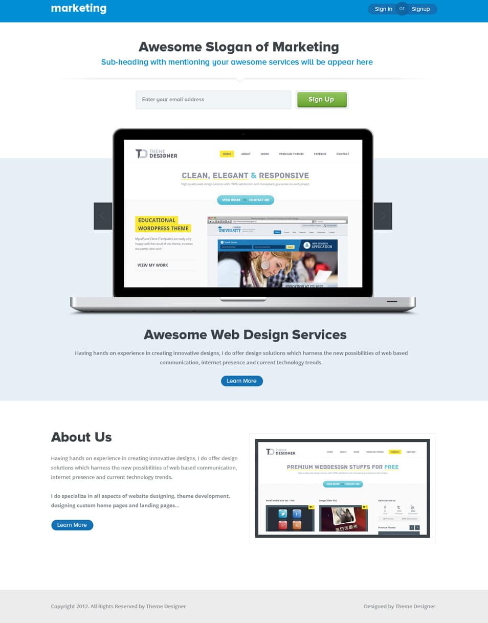 Marketing Landing Page PSD Marketing Landing Page PSD