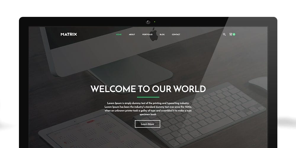 Matrix Free Landing Page Web Template PSD