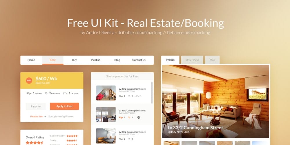 Latest Free Web Elements from January 2014 7 Real Estate Booking UI Kit PSD