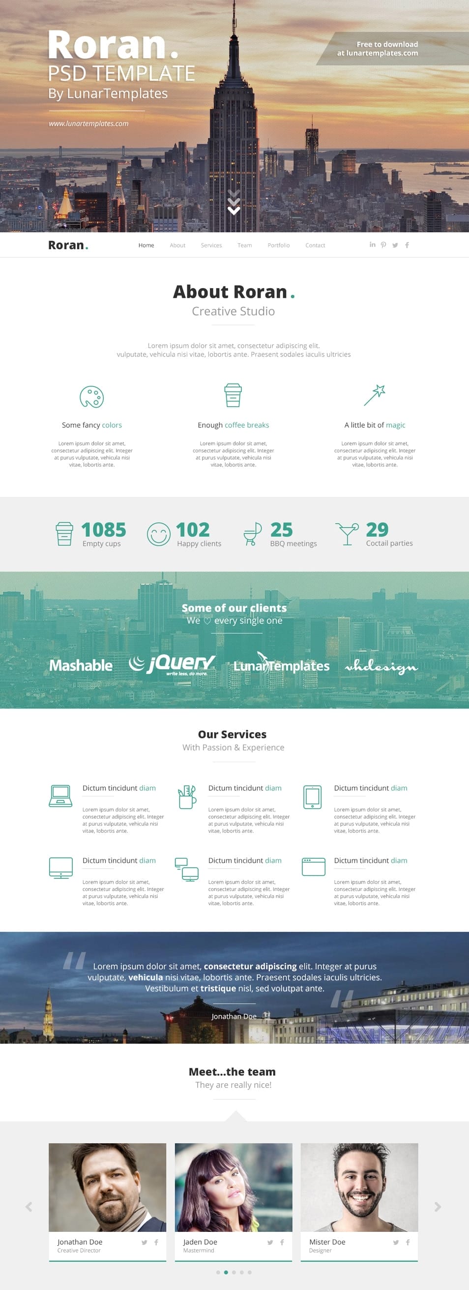 Roran Free One Page PSD Template Roran Free One Page PSD Template