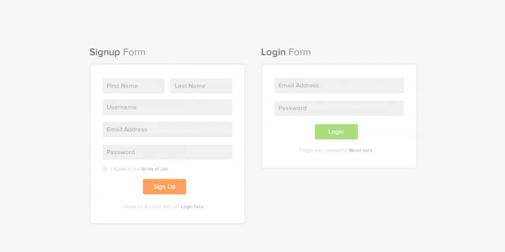 Latest Free Web Elements from January 2014 60 Signup Login Form PSD