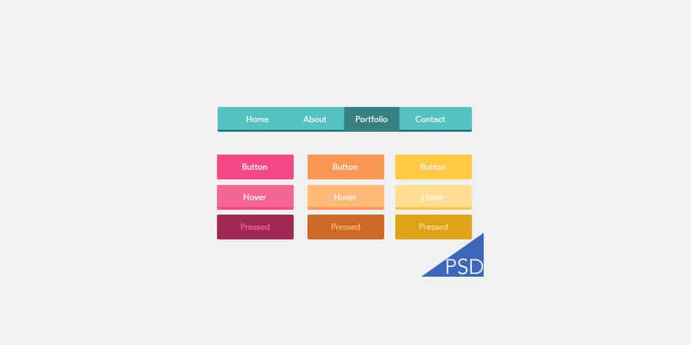 Latest Free Web Elements from January 2014 52 UI Flat Button PSD