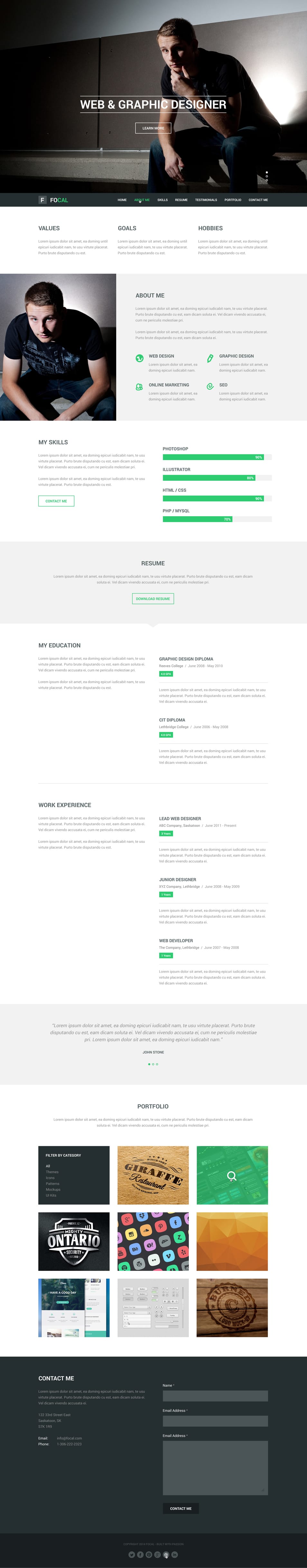 Focal Resume PSD Template Focal Resume PSD Template