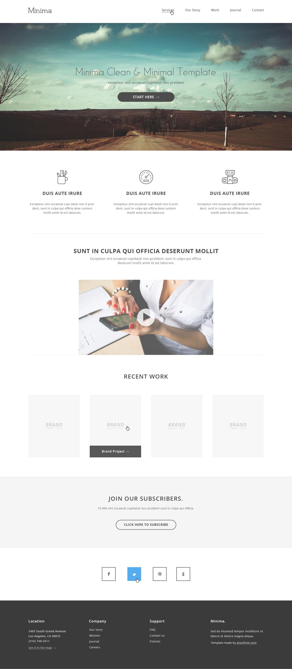 Minima PSD Website Template Minima PSD Website Template