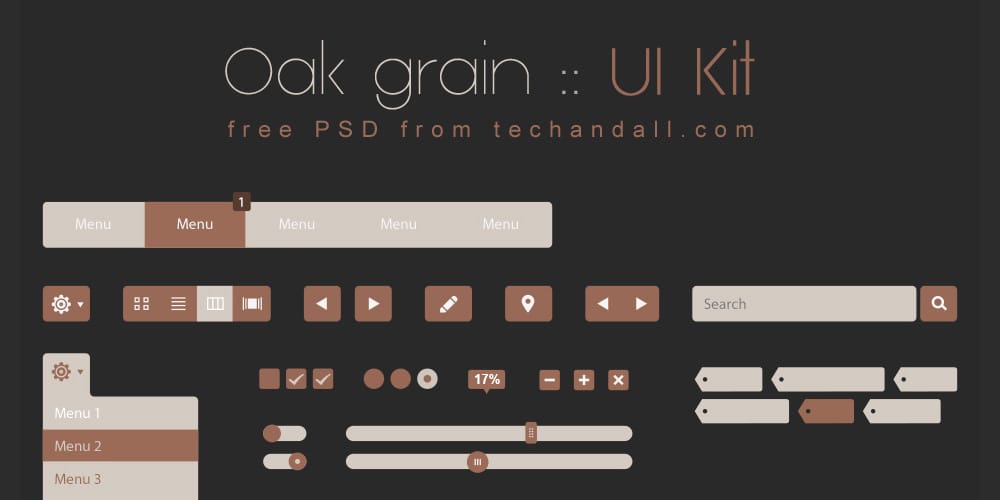 Latest Free Web Elements from March 2014 2 Oak Grain UI Kit
