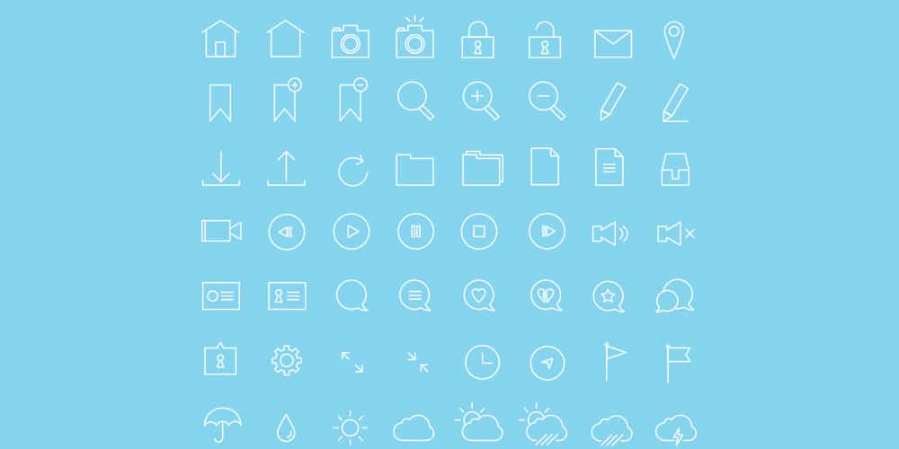 Latest Free Web Elements from February 2014 13 Thin Stroke Icon Set