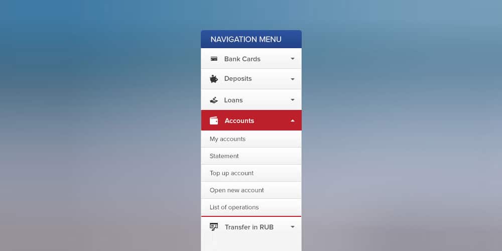 Collection of Latest Free UI Elements 102 Bank Accordion Menu