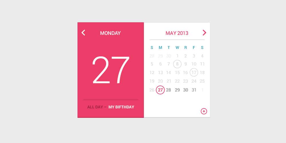 Collection of Latest Free UI Elements 34 birthday-calendar-design