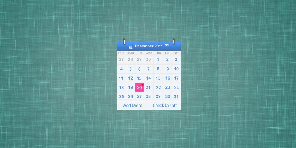 Collection of Latest Free UI Elements 35 Calendar