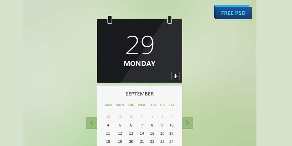Collection of Latest Free UI Elements 33 Calendar Free PSD