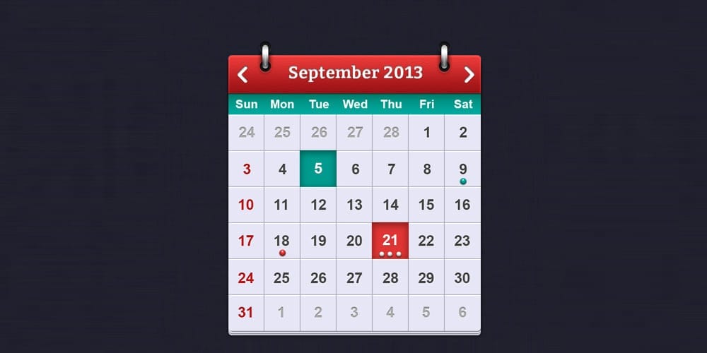 Collection of Latest Free UI Elements 39 Calendar Interface Design PSD