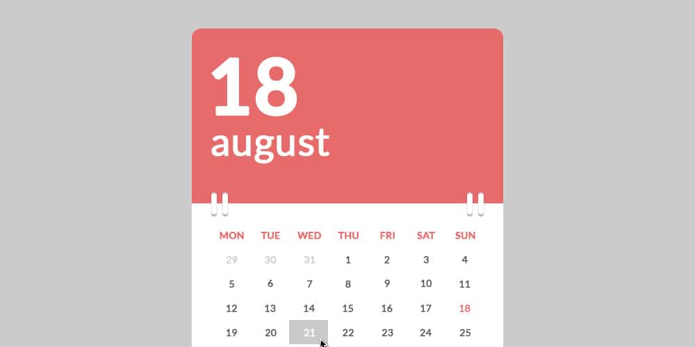 Collection of Latest Free UI Elements 26 Calendar PSD