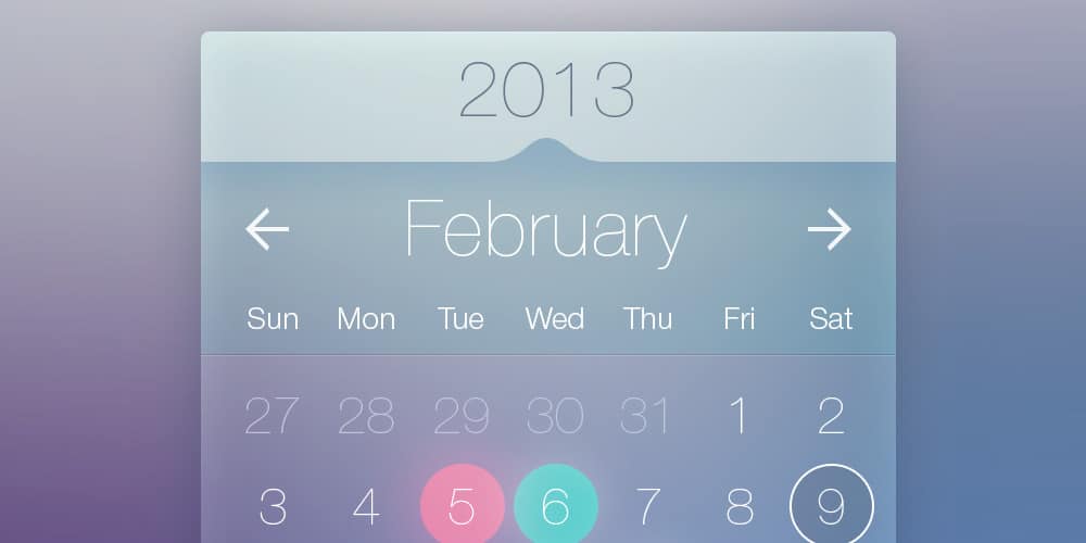 Collection of Latest Free UI Elements 25 Calendar Widget PSD