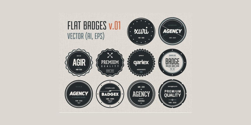 Collection of Latest Free UI Elements 9 Flat Badges