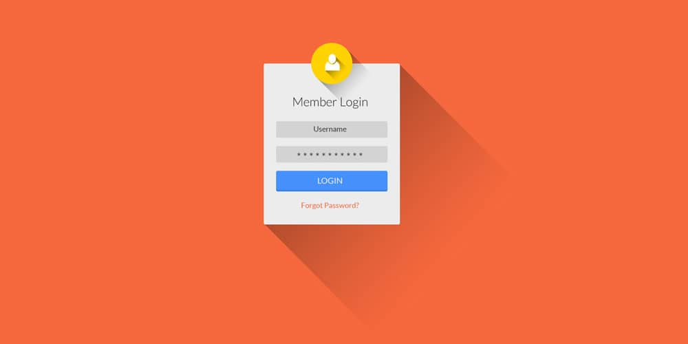 Flat Long Shadow Login and Register UI PSD