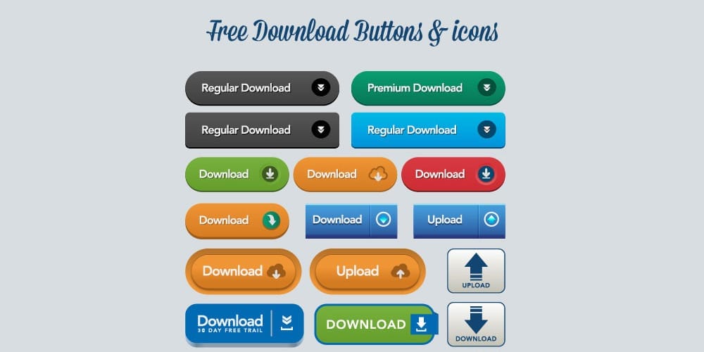 Collection of Latest Free UI Elements 14 Free Download Buttons