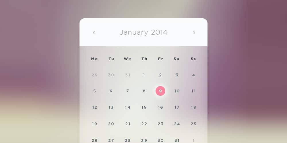 Collection of Latest Free UI Elements 23 Glass Calendar PSD