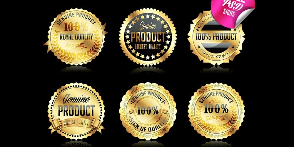 Collection of Latest Free UI Elements 5 Gold-Badges-PSD